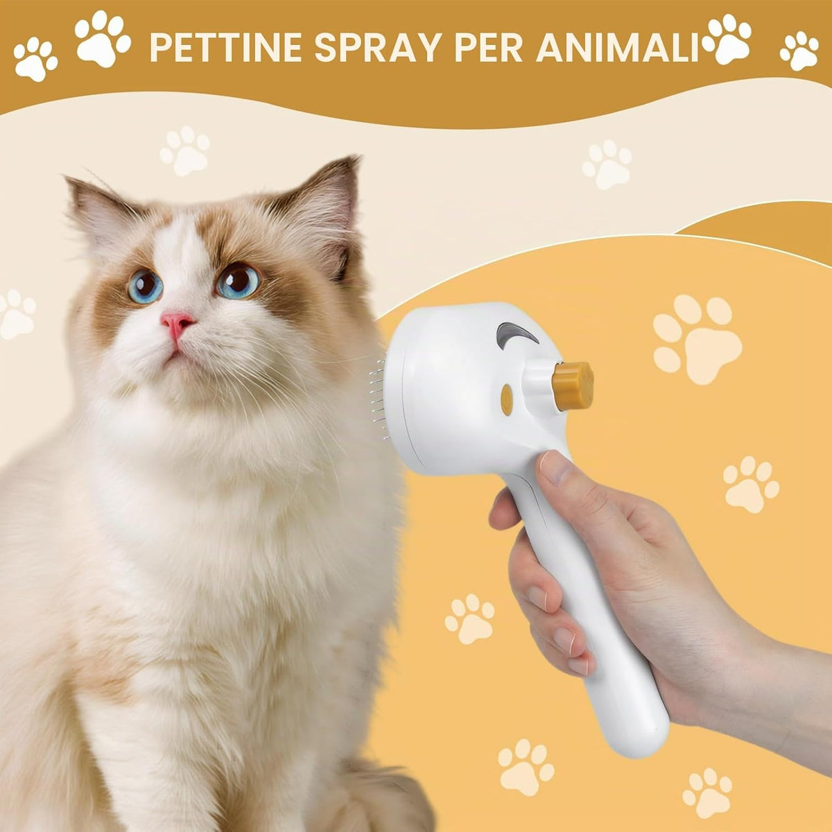 Spazzola a Vapore 3 in 1 Autopulente per Gatti E Cani, Toelettatura Con Pulsante Di Rilascio per Pelli Lunghi E Corti - Ricaricabile